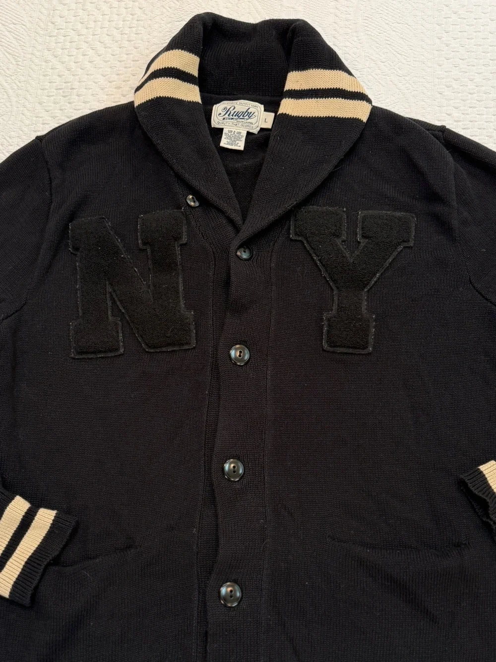 Ralph Lauren Rugby NY Cardigan Sweater Men’s Large L Varsity Collegiate Preppy